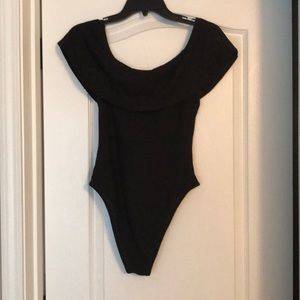 Black off the shoulder bodysuit